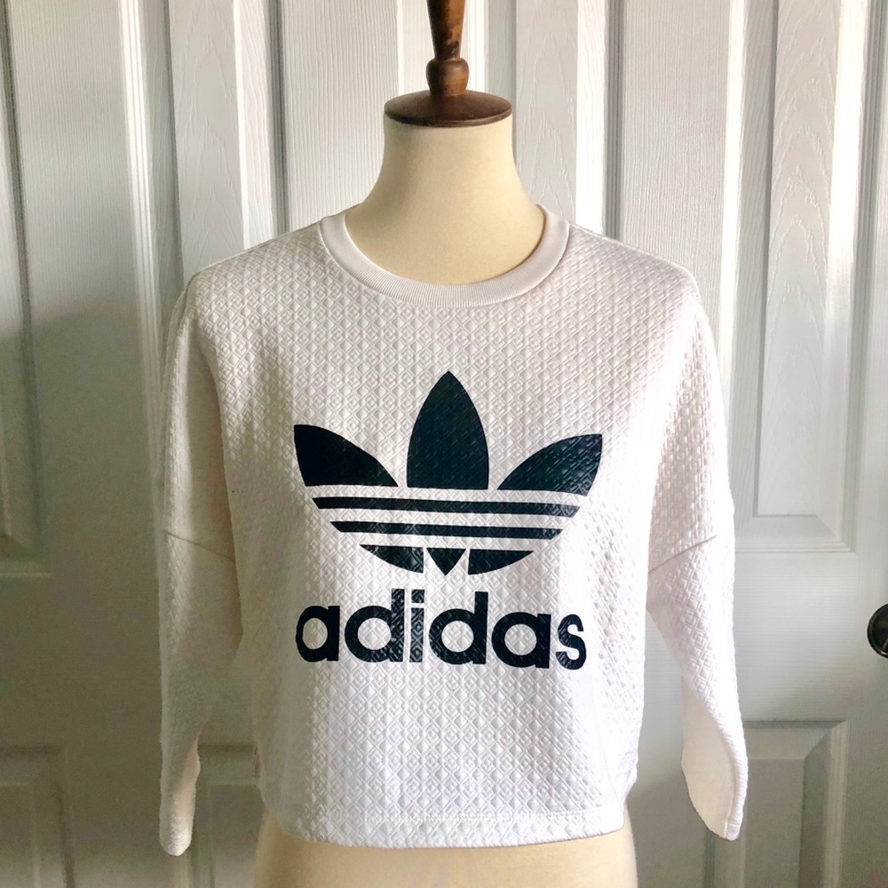 Adidas original white crop top